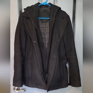 Small Men's Black Rivet Pea Coat